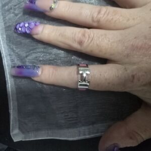 Chic Pink and Silver  Ring 8 Sz. New!.